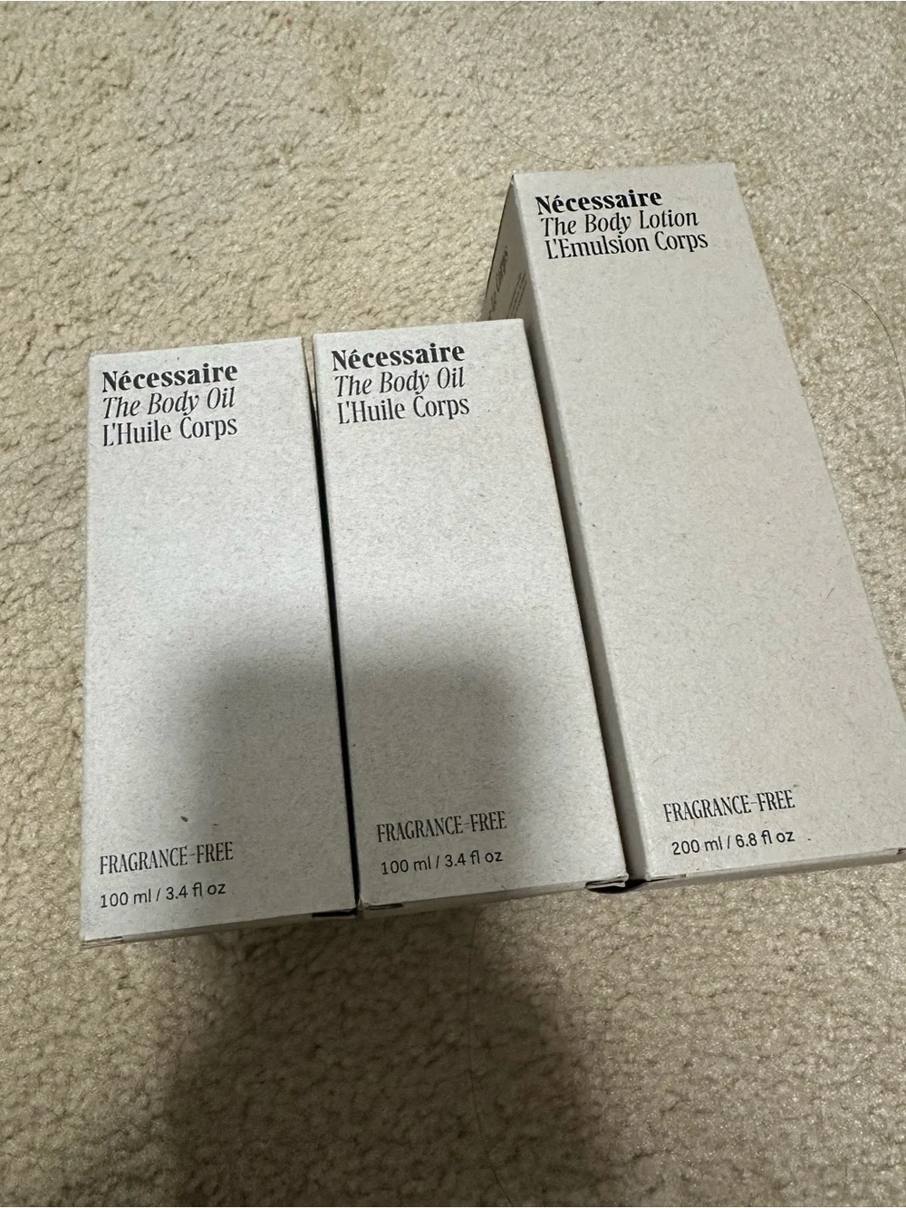 Nécessaire Fragrance-Free Body Oil & Lotion Set — Neutral Beige